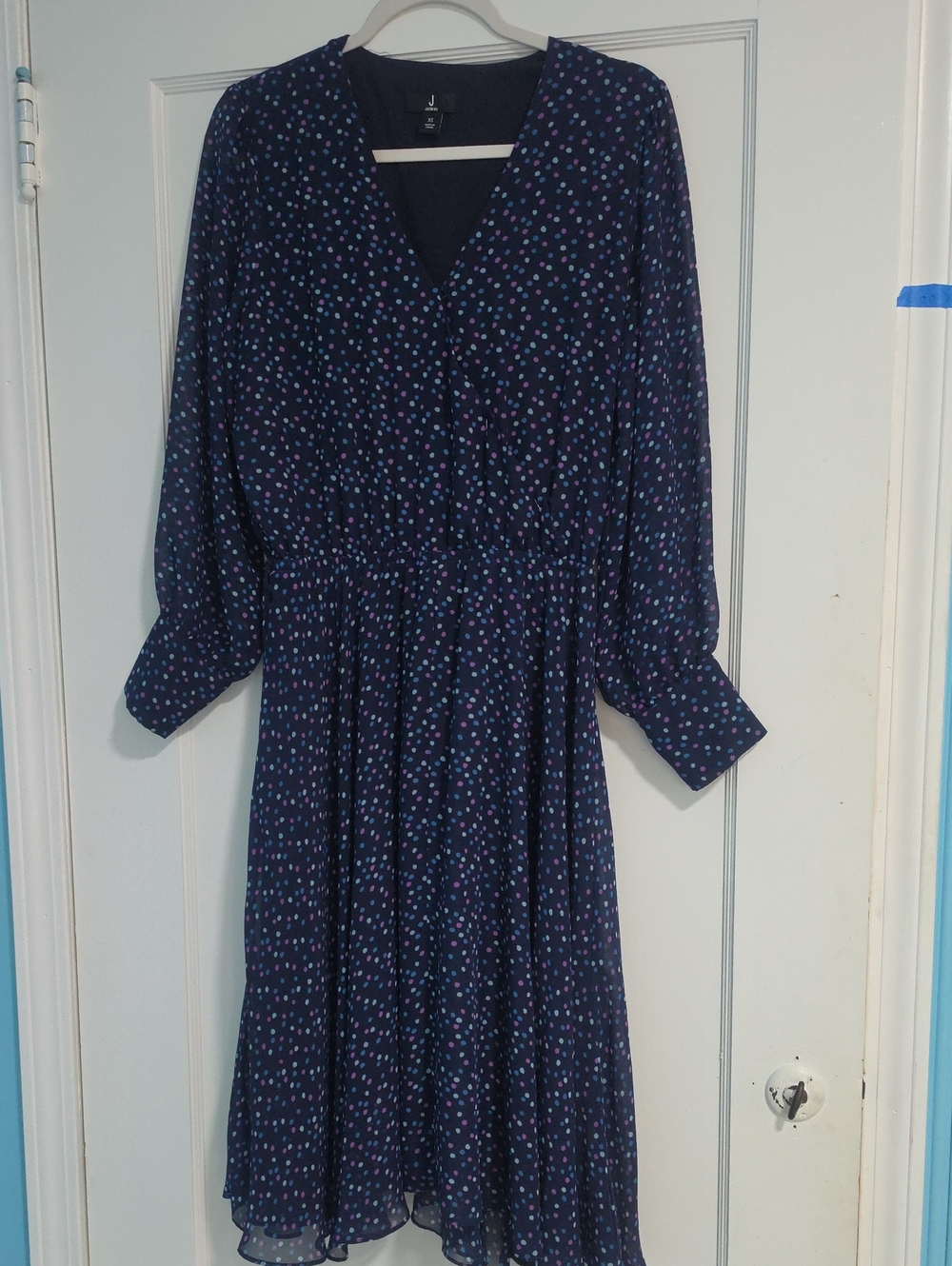 Jason Wu Polka Dot Midi Dress in Blue & Pink Size XS